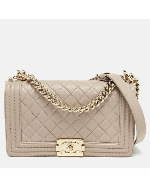 Chanel Natural Quilted Leather Medium Boy Flap Bag