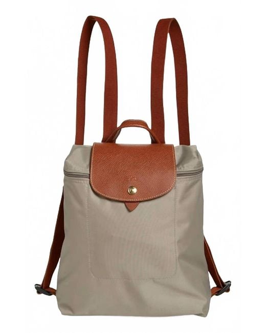 Longchamp Brown Canvas Backpack With Handle
