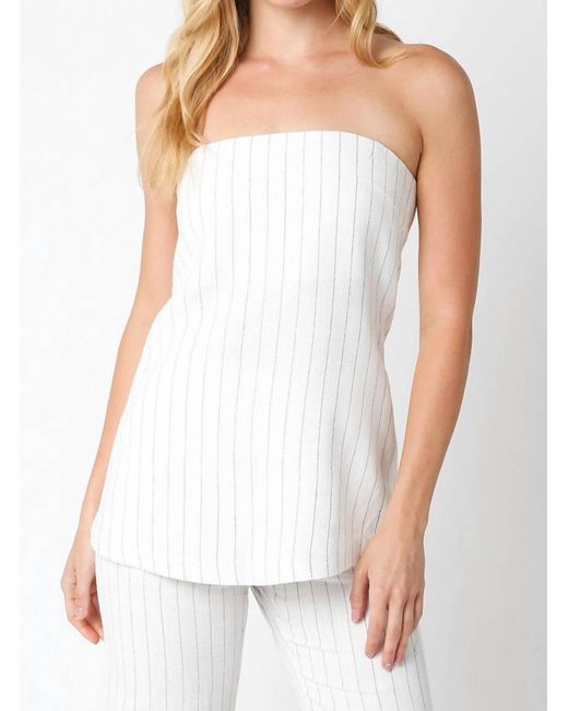 Olivaceous White Longline Pinstripe Tube Top