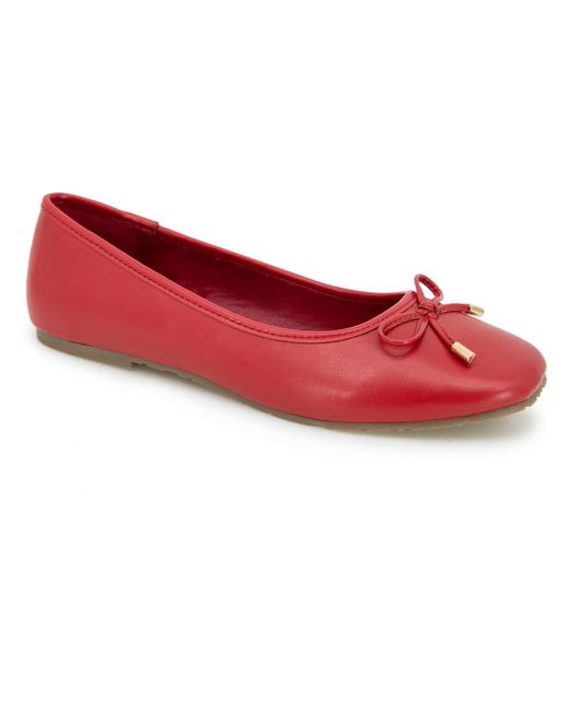 Kenneth Cole Red Faux Leather Slip On Ballet Flats
