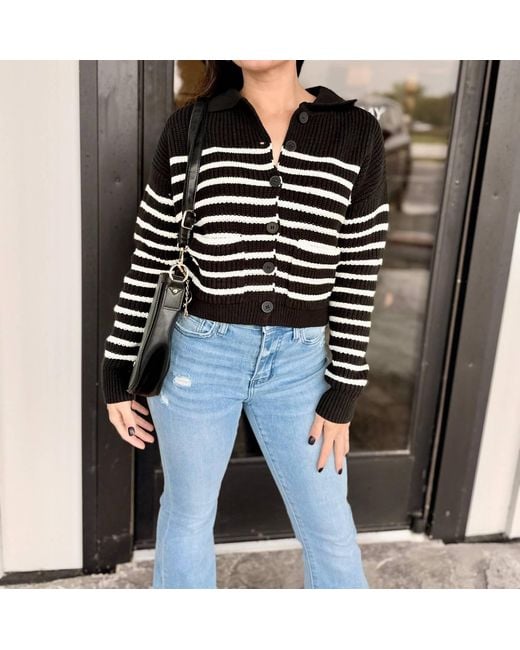 Eesome Black Collared Sweater Cardigan