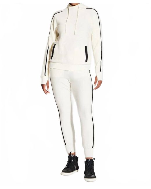 Circular Path White Double Stripe Jogger