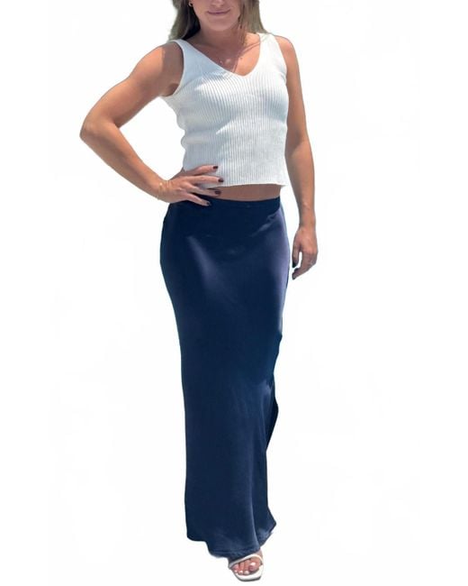 Bobi Blue Maxi Skirt With Side Slit