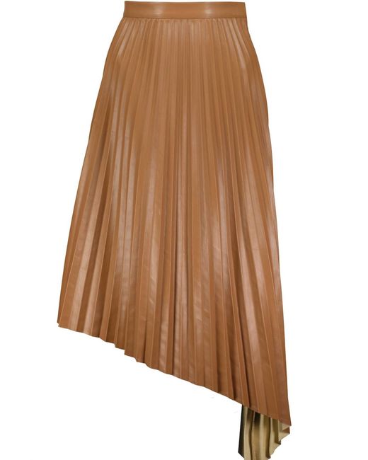 Bishop + Young Brown Pleated Leather Skirt