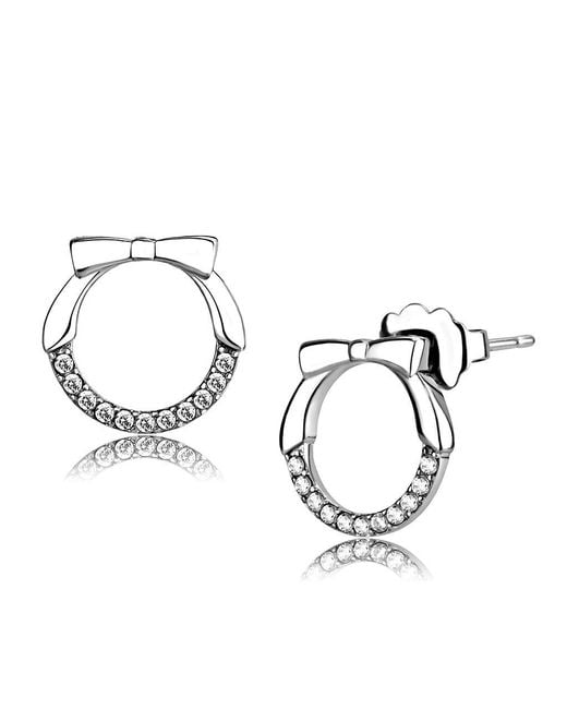 Fashnzfab Women's Metallic High Polished (No Plating) Stainless Steel Earrings With Aaa Grade Cz