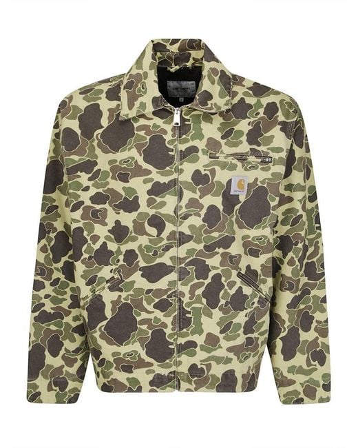 Carhartt Green Allover Camouflage Print Zip-Up Jacket for men