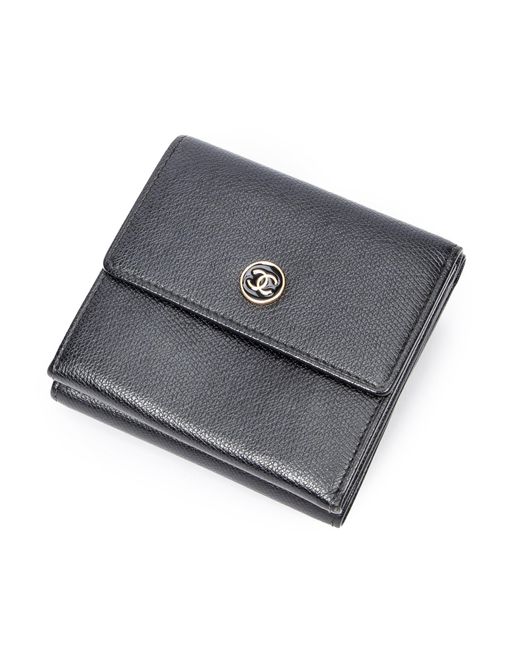 Chanel Compact Button Trifold Wallet in Gray Lyst