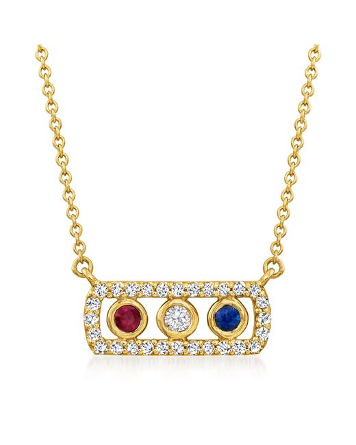 Ross-Simons Metallic Diamond And . Multi-gemstone Bar Necklace