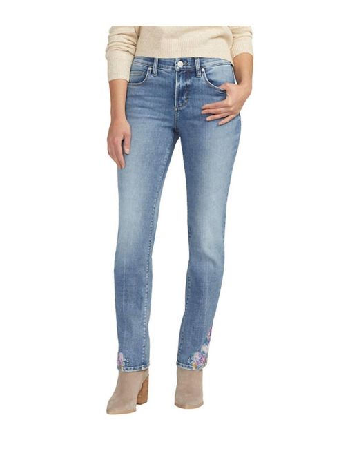 Jag Blue Mid Rise Embroidered Ruby Straight Leg Jeans