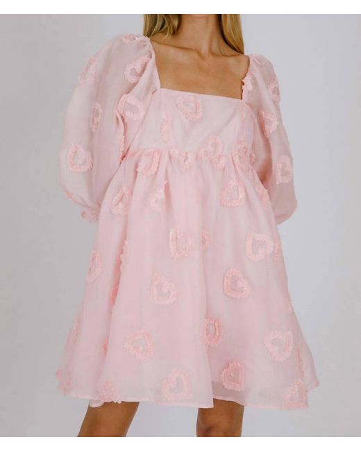 storia pink dress Storia Babydoll Swing Mini Dress with Bow Detail Pink Rose / M