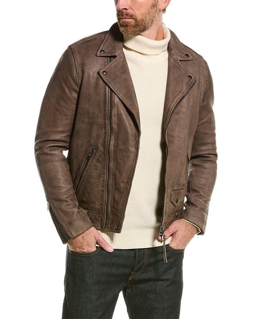 AllSaints Brown Allsaints Milo Leather Biker Jacket for men