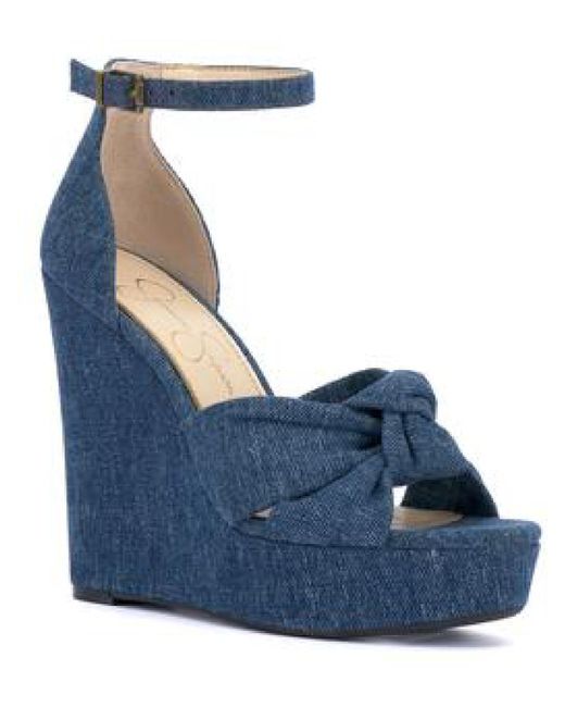 Jessica Simpson Knotfront Ankle Strap Heels in Blue Lyst