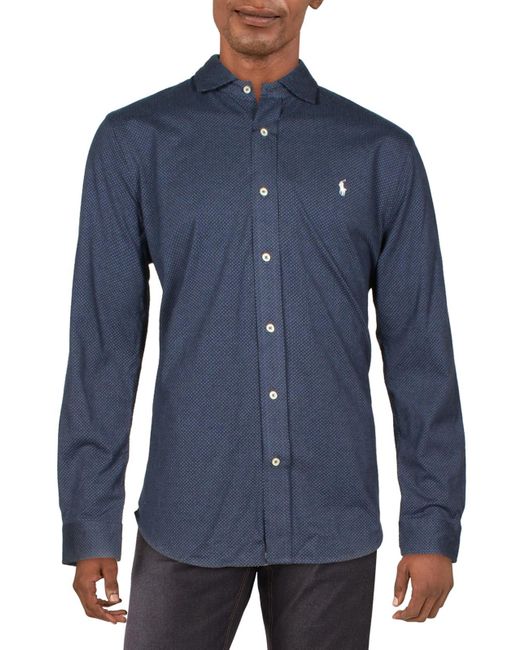Polo Ralph Lauren Blue Dot Print Long Sleeve Button-down Shirt for men