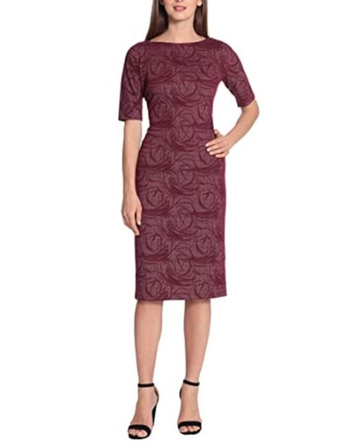 Maggy London Red Fitted Jacquard Dress
