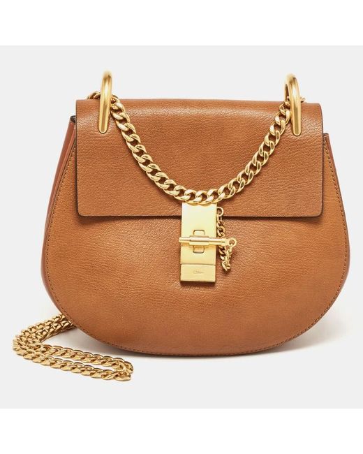 Chloé Brown Leather Medium Drew Shoulder Bag