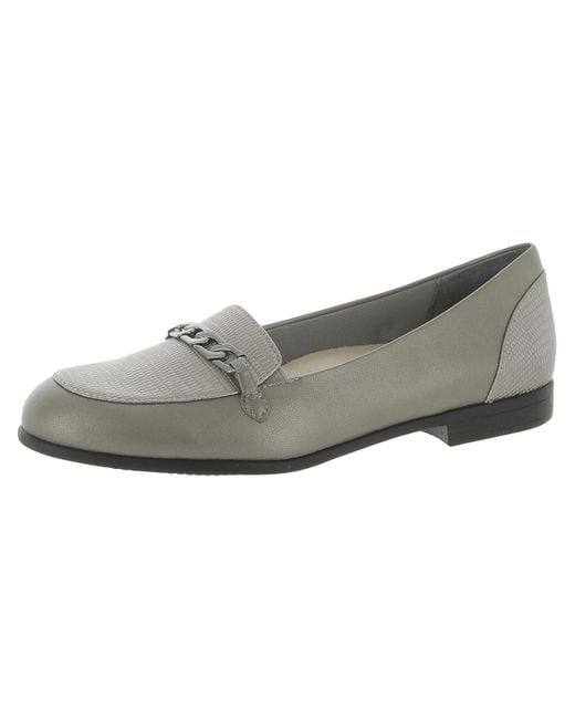 Trotters Gray Anastasia Leather Flat Loafers