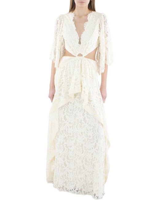 BCBGMAXAZRIA White Lace Maxi Evening Dress