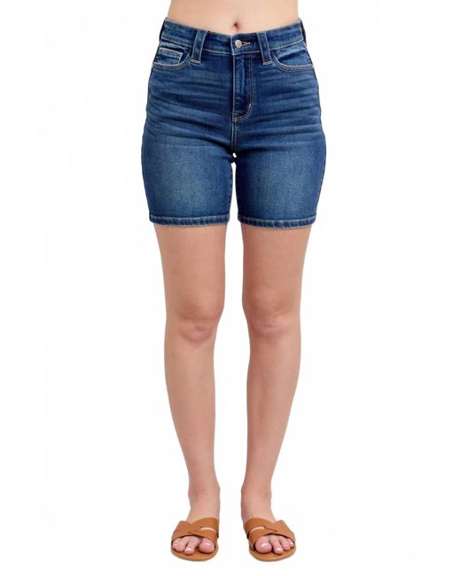 Judy Blue Blue High Waist Bermuda With Back Flap Pocket Denim Short