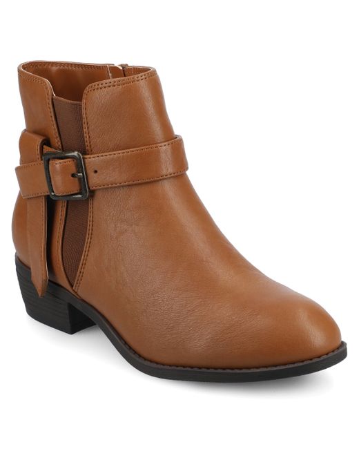 Journee Collection Brown Journee Devina Medium And Wide Width Buckle Detail Ankle Booties