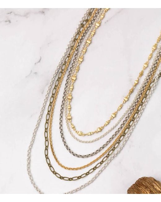 Anne Vaughan White Metallic Multistrand Necklace