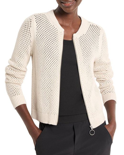 NIC+ZOE White Nic + Zoe Zip Front Mesh Cardigan