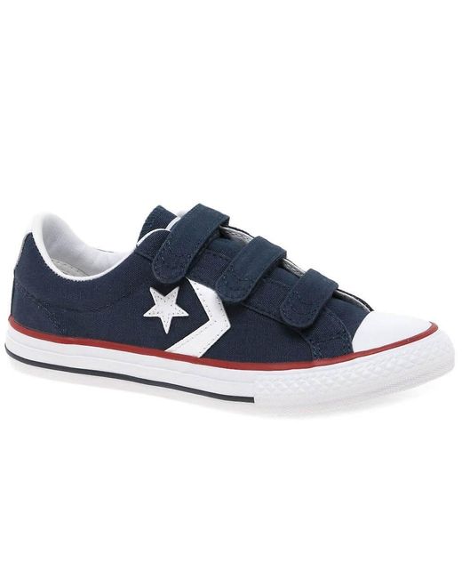 Converse Star Player 3v Ox Kids' Navy White Canvas Casual Shoes in Blue |  Lyst