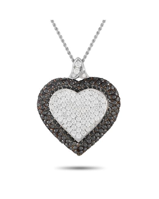 Graff Metallic 18k White Gold 6.05ct White And Diamond Pave Heart Necklace Gr01-040124