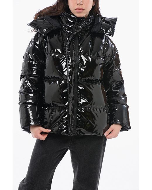 Aspesi Black Hidden Buttoning Gummo Down Jacket
