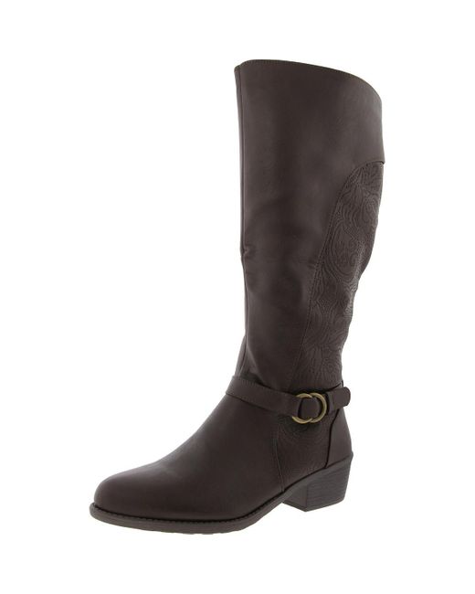 Easy Street Brown Tall Block Heel Knee-High Boots
