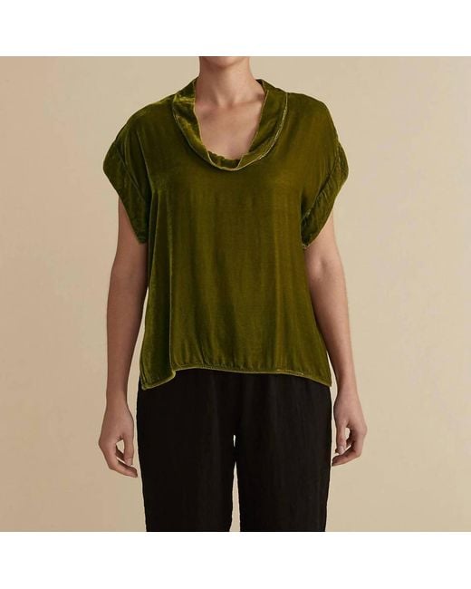 cut-loose Women's Green Velvet Cowl Top