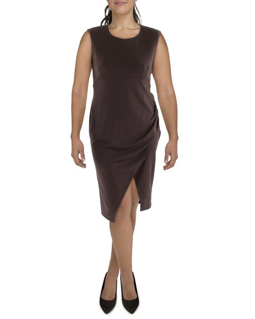Calvin Klein Brown Faux Wrap Knee Length Midi Dress