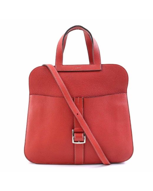 Hermès Red Halzan Leather Handbag (pre-owned)