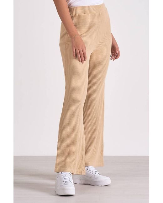 Elan White Drawstring Waffle Flare Pant
