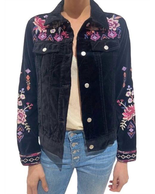 Johnny Was Curacao Cotton Velvet Jacket In Black in Blue Lyst