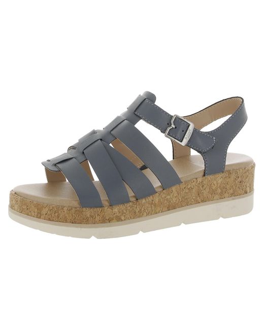 Dr. Scholls Blue Only You Faux Leather Cork Wedge Sandals