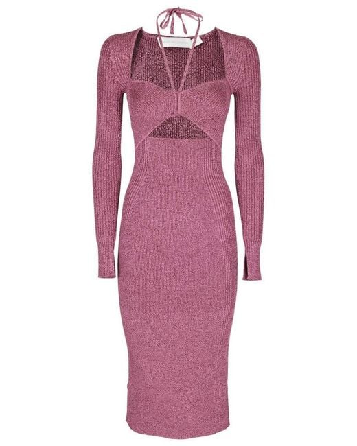 Jonathan Simkhai Purple Danika Fitted Midi Dress With Sweetheart Neckline