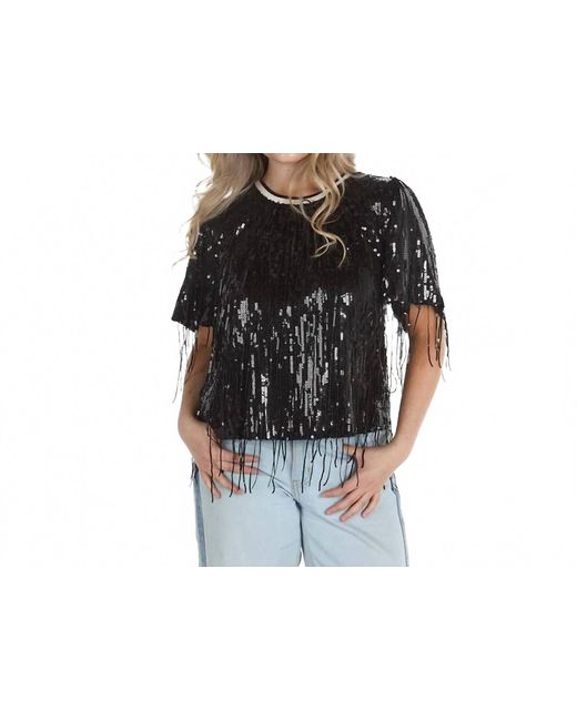 Thml Black Fun & Festive Fringe Sequin Tee