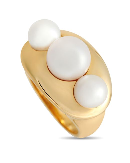 Chanel Metallic 18k Yellow Pearl Trio Ring Ch15-012524