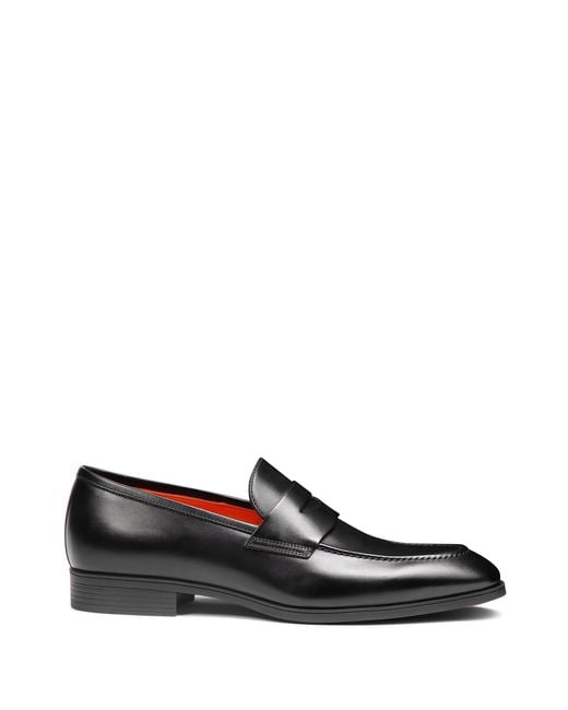 Santoni Black Elegant Flat Shoes For for men