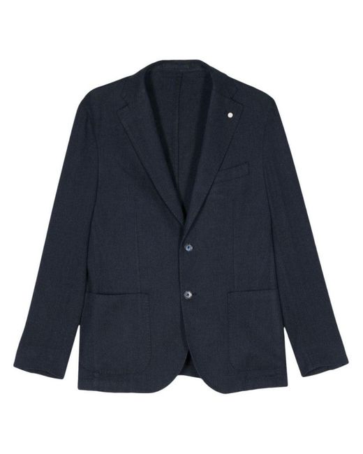 Luigi Bianchi Blue Herringbone Jacket for men