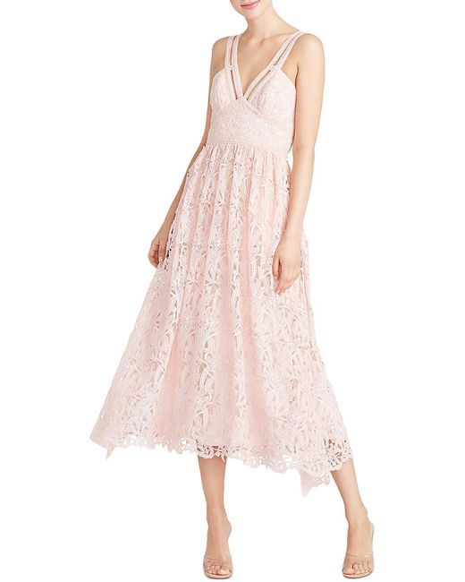 ML Monique Lhuillier Pink Lace Long Maxi Dress