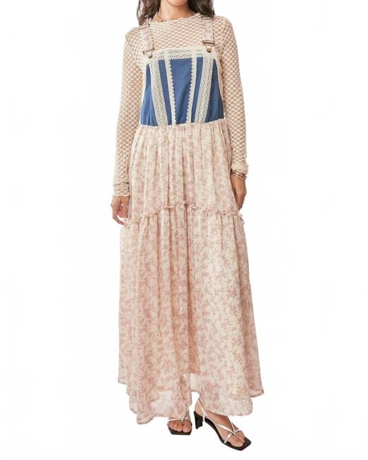 Davi & Dani Women's Denim With Lace Overall Midi Dress - hulwithkids.com