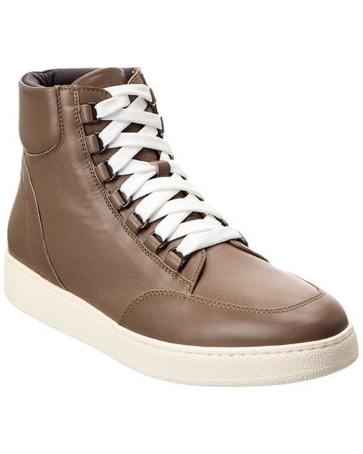 Aquatalia Brown Pete Weatherproof Leather Sneaker for men