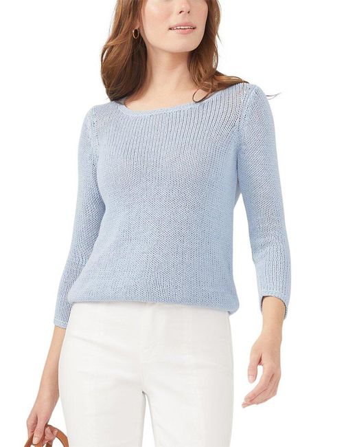 J.McLaughlin Blue Raelyn Linen-Blend Sweater