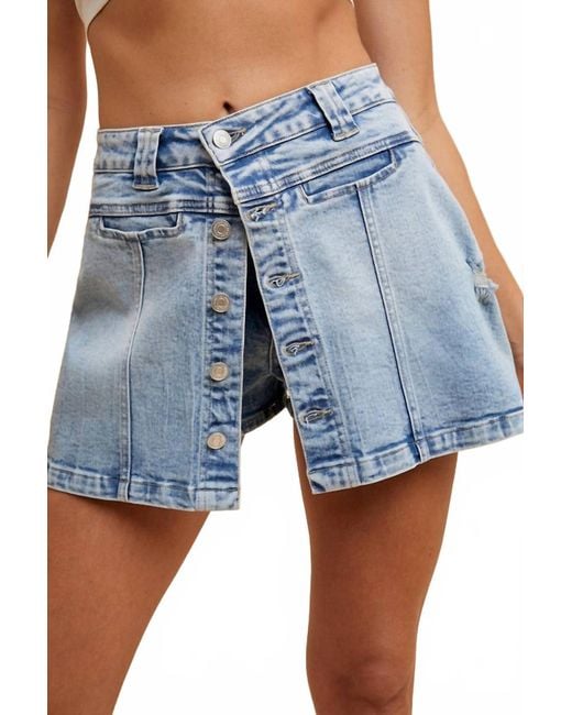 Anniewear Blue Katelyn Button Mini Skort