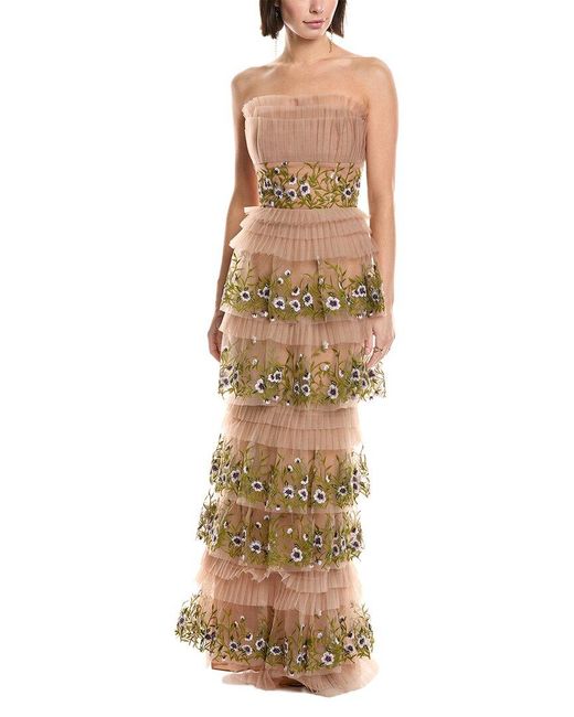 Marchesa Metallic Soho Embroidered Gown