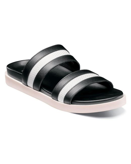 Stacy Adams Black Metro Faux Leather Slide On Slide Sandals for men