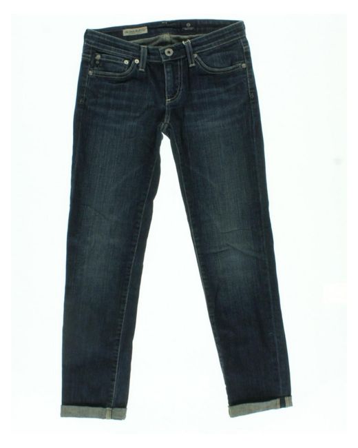 AG Jeans The Stilt Roll up Cuffed Low rise Cigarette Jeans in Blue