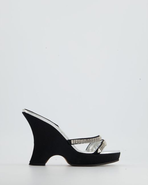 Dior White Vintage Silver And Diamante Cd Mules