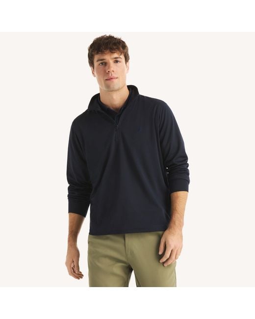 Nautica Black Performance Printed Half-Zip Pullover for men